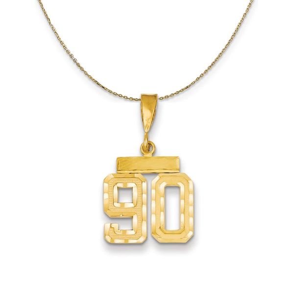 14k Yellow Gold Varsity Sm D/C Necklace Number 90 - 18 Inch